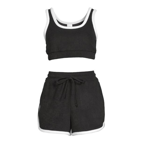No Boundaries Juniors' Cropped Tank Top and Shorts Set, 2-Piece - Walmart.com | Walmart (US)