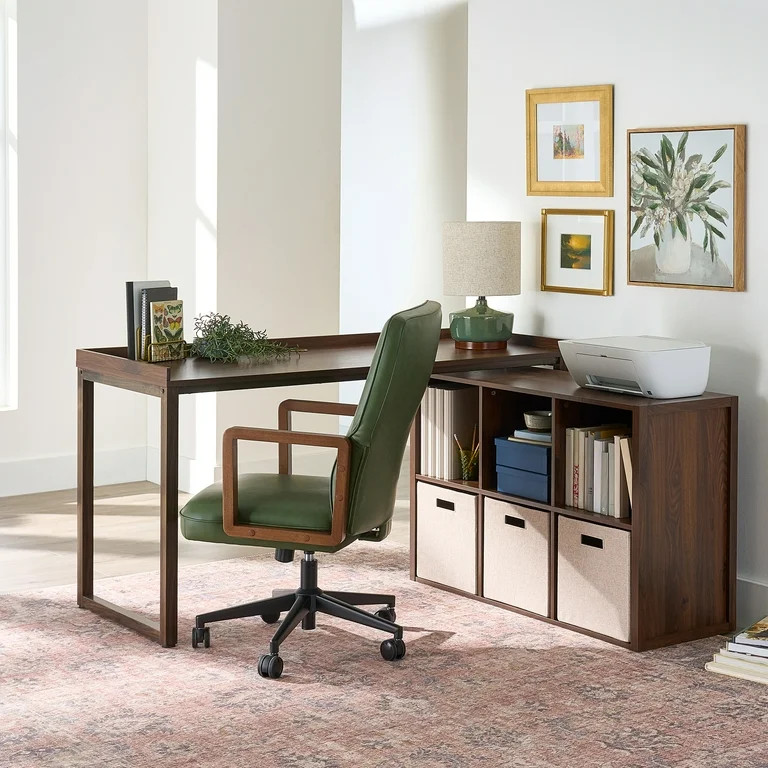 Better Homes & Gardens Ezra Modular L Desk with 6-Cube Storage, Walnut Finish | Walmart (US)