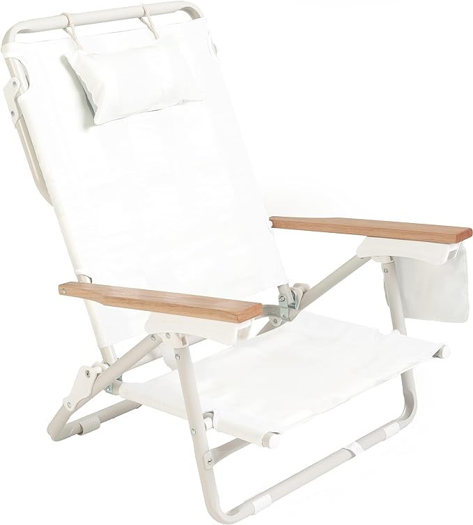 Business & Pleasure Co. Holiday Tommy Chair - Reclining Backpack Beach Chair - Antique White | Amazon (US)