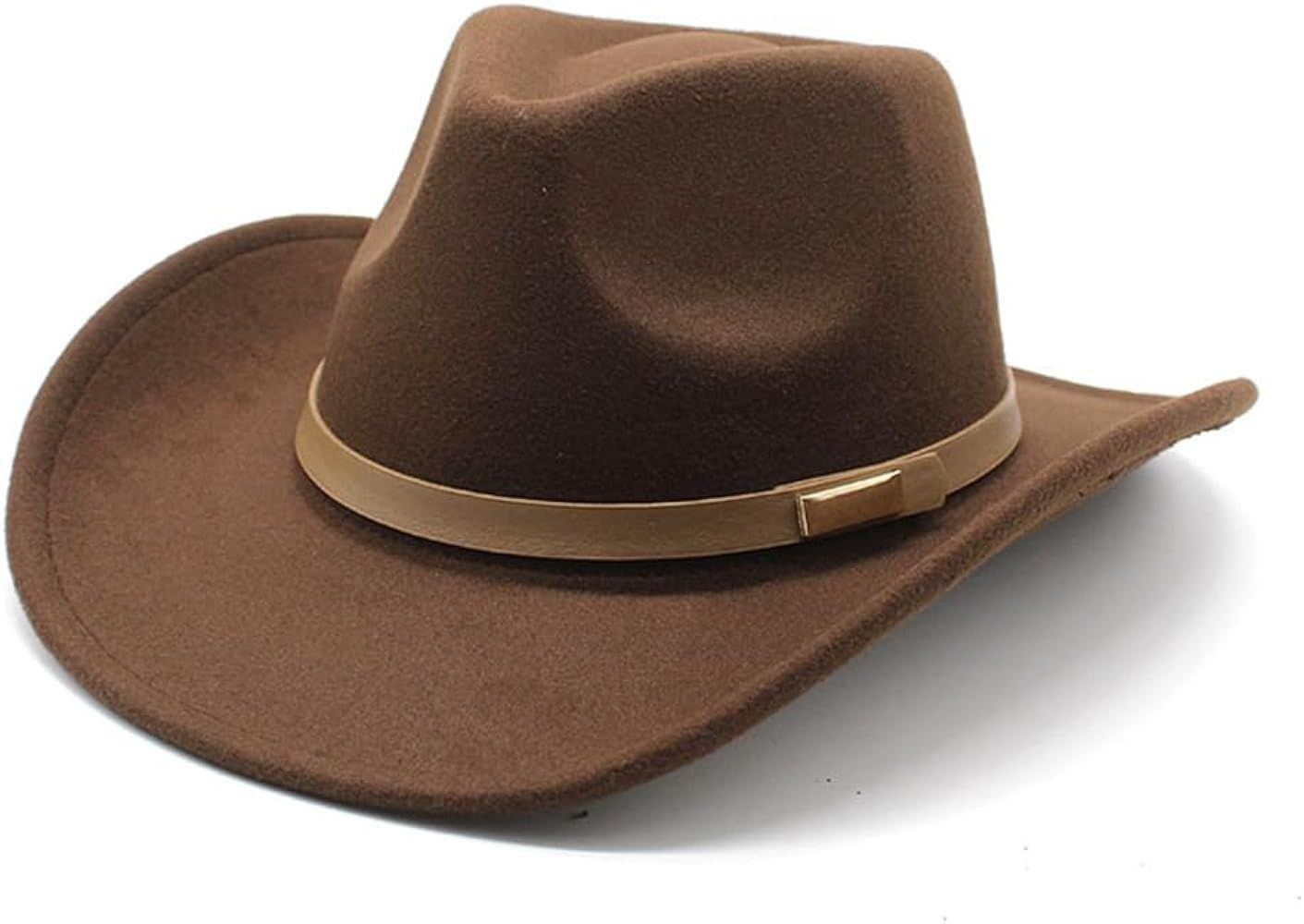 Women Men Classic Felt Wide Brim Western Cowboy Cowgirl Hat with Belt Buckle | Amazon (US)