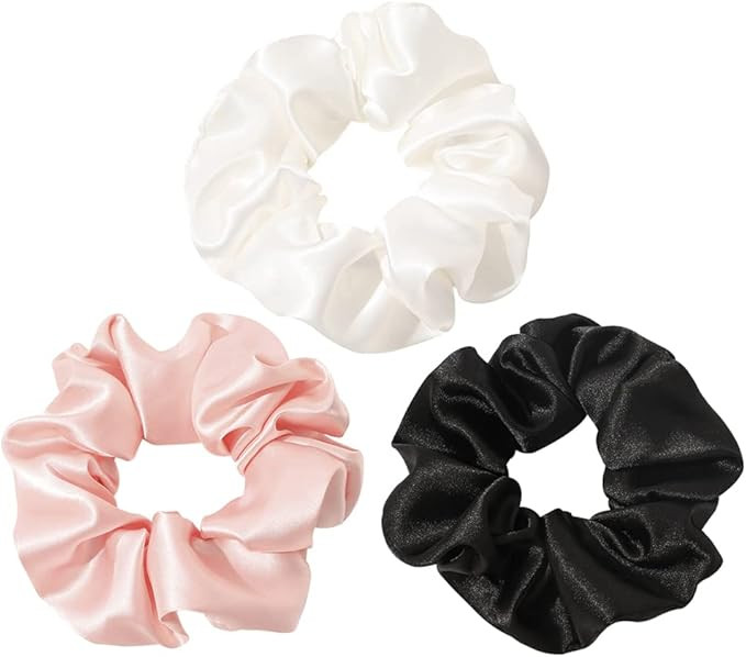 3 Pcs Satin Hair Scrunchies Scrunchy Hair Bands Elastic Hair Ties Stretchy Hair Elastics Fashion ... | Amazon (US)