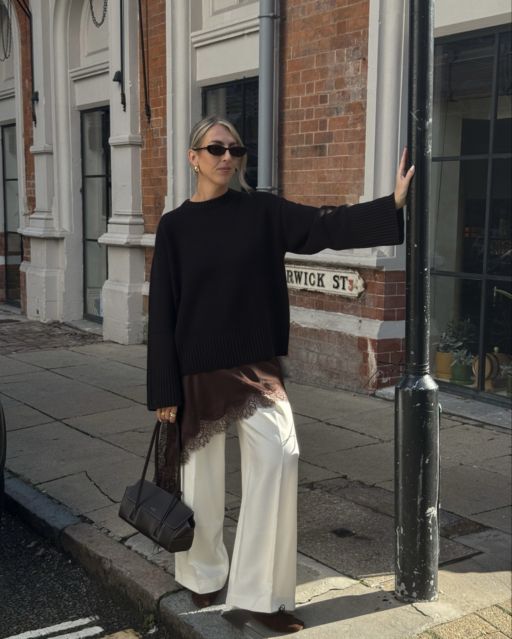 Layering up my Zara lace dress with a brown cashmere jumper 🤎 

White trousers, cashmere jumper, lace dress, Zara dress, suede ballet flats 

#LTKuk #LTKautumn #LTKstyletip