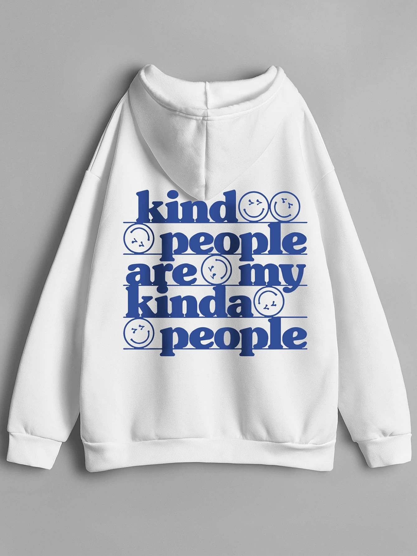 Slogan & Cartoon Face Print Drawstring Thermal Lined Hoodie | SHEIN
