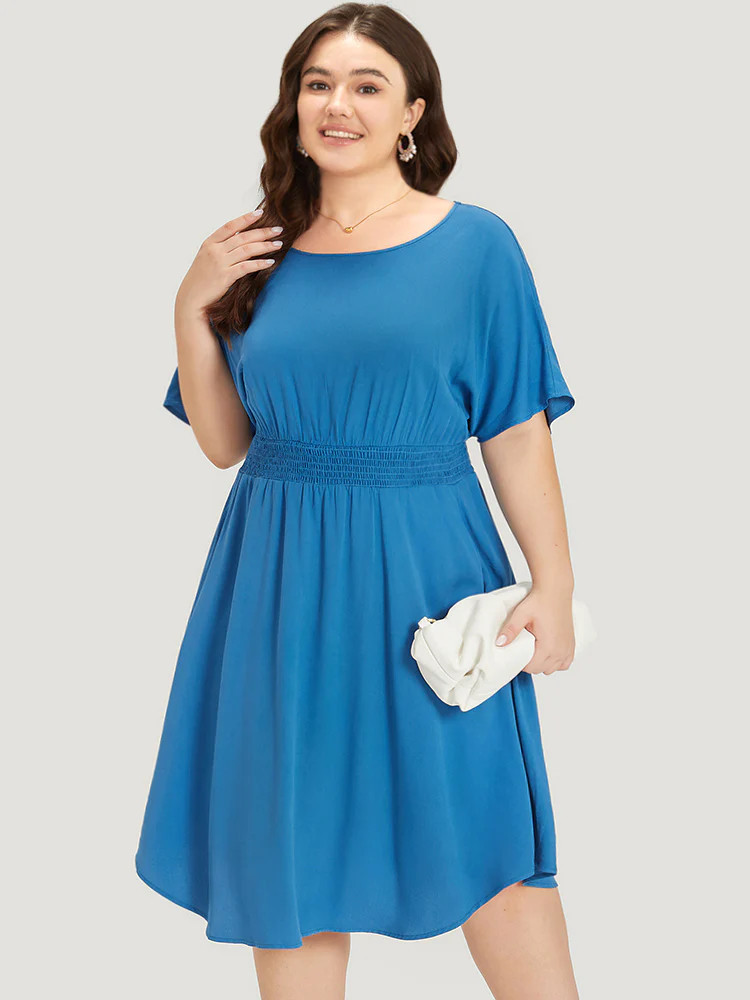 Supersoft Essentials Plain Shirred Pocket Batwing Sleeve Dress | Bloomchic