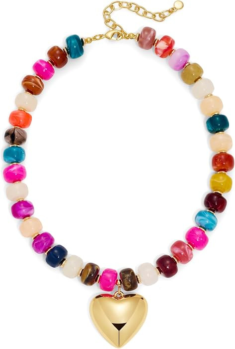 WOWORAMA Colorful Chunky Beaded Heart Necklace for Women Boho Colored Resin Acrylic Beads Choker ... | Amazon (CA)