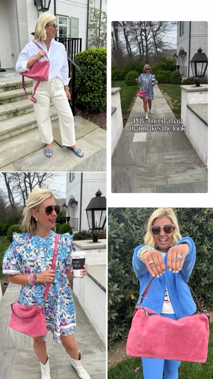 Yes, a bag can totally make your look! A pop of color is the way to go. It instantly elevates your look. Love this pink!! 
Dress- xs
Boots - 8 tts
Hoodie & tee - xs
Leggings - small 7/8
Sneaker - 8 tts
Blouse -xs
Jeans - 26
Sandal - 38.5 (1/2 size up)

#LTKdayinmylife #LTKPetite #LTKOver40