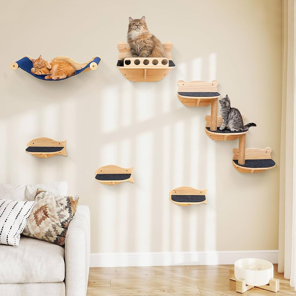 Cat Wall Shelves Furniture Set Cat Shelves for Wall for Large Adult Cats Kittens Wall-Mounted Cat... | Amazon (US)