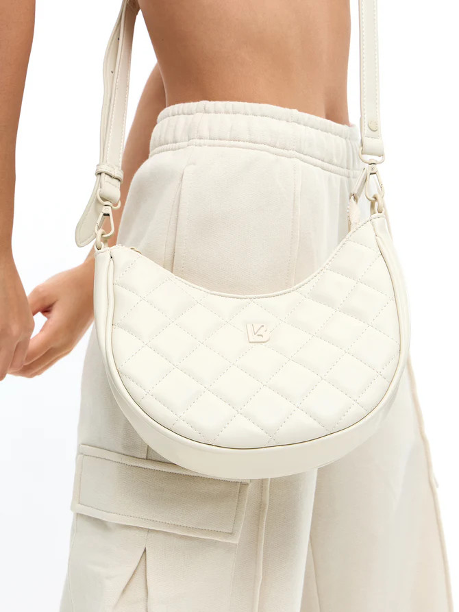 Quilted Crossbody Purse - Bone | Buffbunny