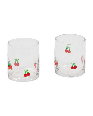 Set Of 2 Cherry Double Old Fashioned Glasses | Drinkware | Marshalls | Marshalls