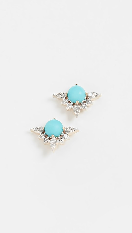 14k Turquoise + Marquise Diamond Post Earrings | Shopbop