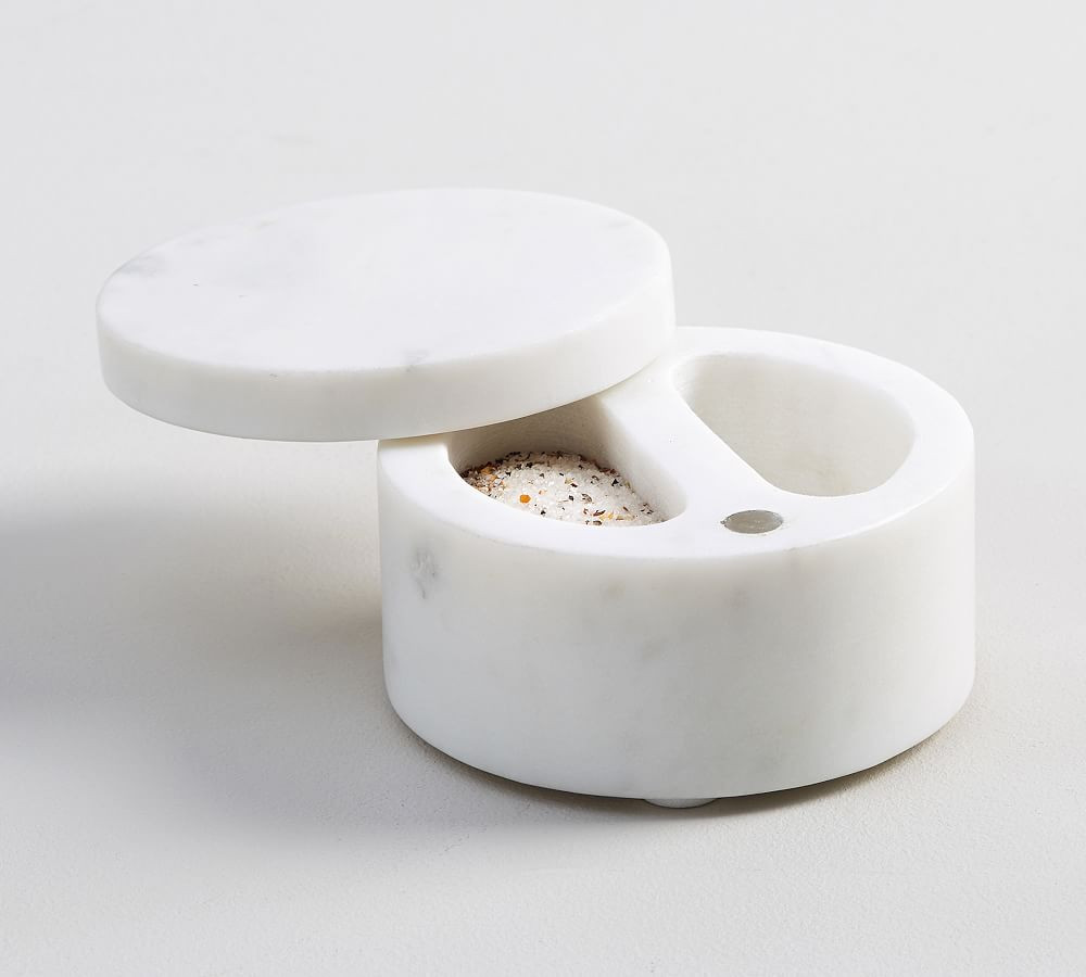 White Marble Divided Salt Cellar | Pottery Barn (US)