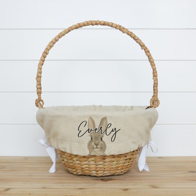 Bunny Personalized Basket Liner • Customized Easter Basket Liner • Monogram • Girl Easter B... | Etsy (US)