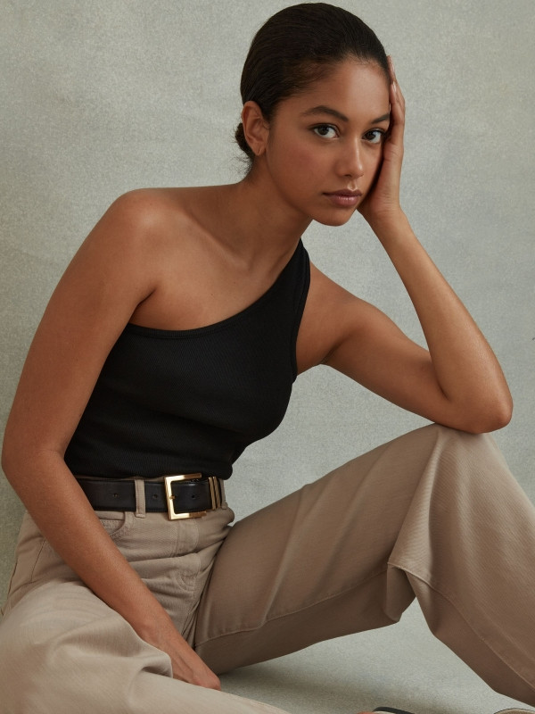 Reiss Light Camel Colorado Garment Dyed Wide Leg Trousers | Reiss UK