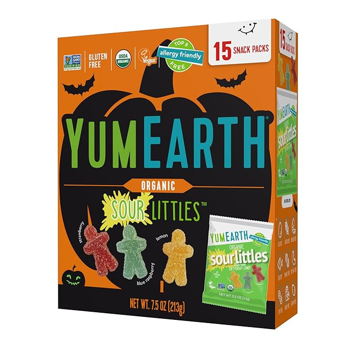 YumEarth Organic Halloween Sour Littles Chewy Candy - Allergy Friendly (Top 9 Free), No Artificia... | Amazon (US)