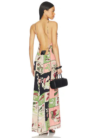 ADRIANA DEGREAS Inamorata Bare Back Maxi Dress in Green from Revolve.com | Revolve Clothing (Global)