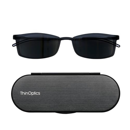 ThinOptics Reading Sunglasses Glasses, Rectangular/Black, 60mm + 1.5 | Amazon (US)