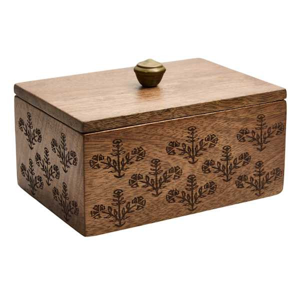 Wooden Etched Box, 7", Natural, sold by At Home | At Home