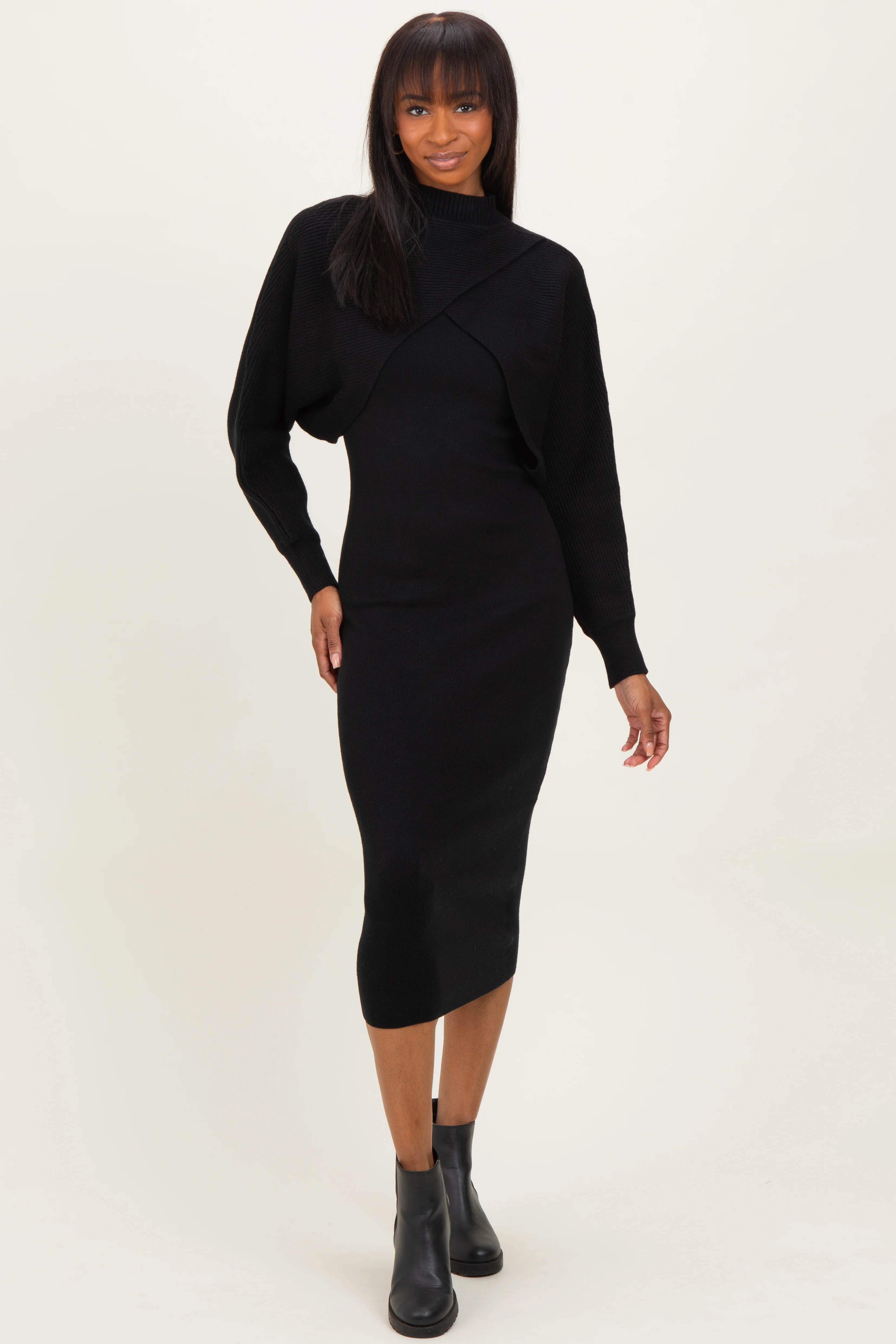 Black Bodycon Dress And Sweater Set | PinkBlush Maternity