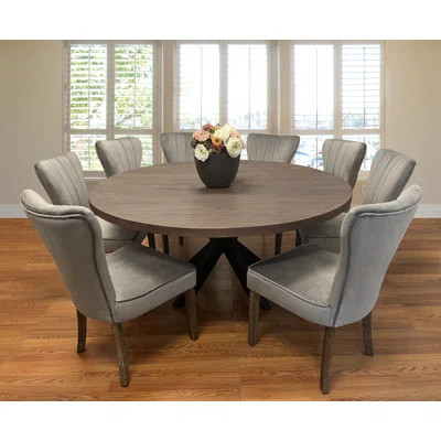 Aryhanna 8-Person Solid Wood Pedestal Dining Set | Wayfair North America