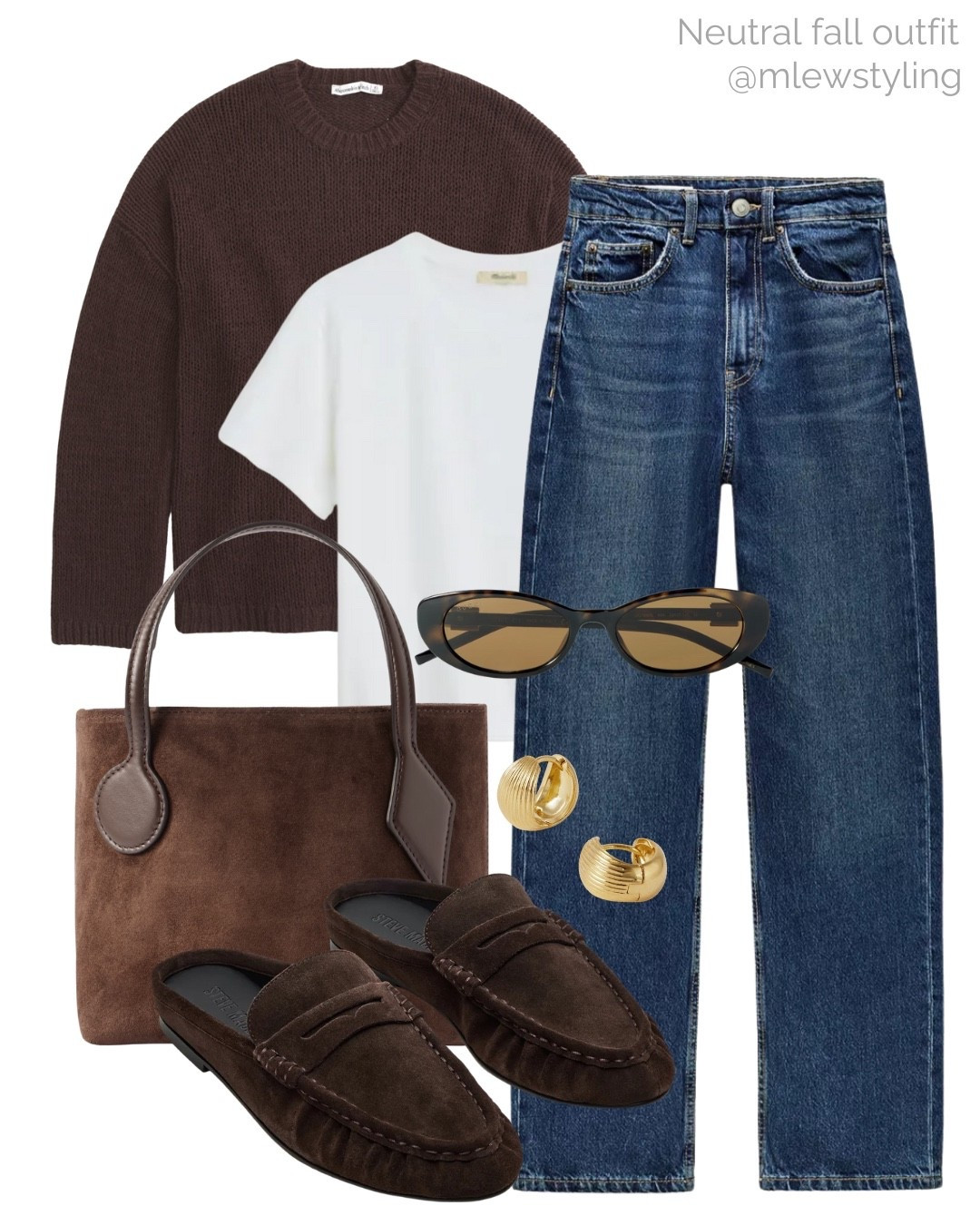 Neutral fall outfit 🤎

Tags: Abercrombie Madeline crewneck sweater, chocolate brown knit, Madewell white t-shirt, new-in zara mom jeans, Steve Madden suede loafer mules, brown suede tote bag, neutral aesthetic, capsule wardrobe, autumn fashion, fall trends 

#LTKStyleTip #LTKItBag #LTKShoeCrush
