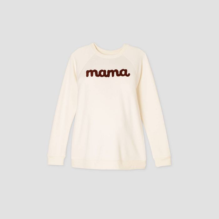 Maternity Mama Graphic Pullover Sweatshirt - Isabel Maternity by Ingrid & Isabel™ Light Beige | Target