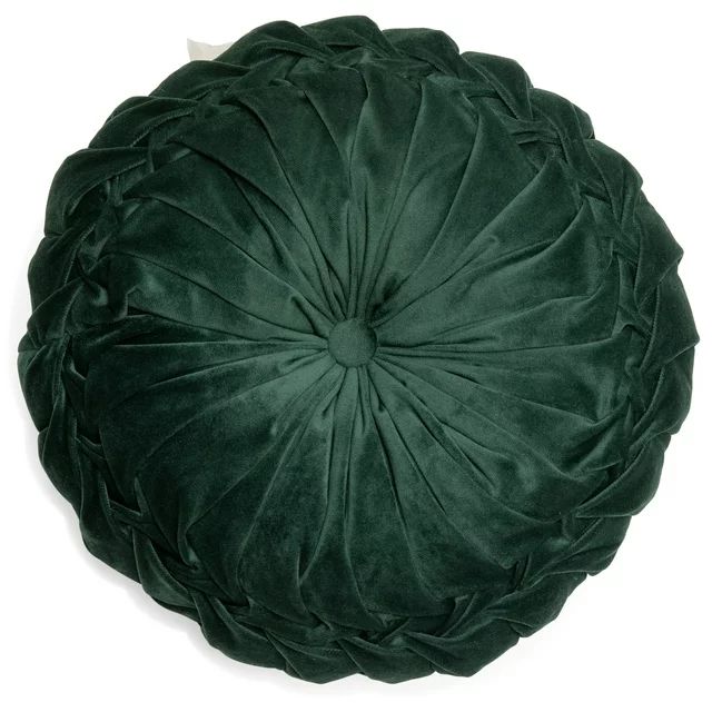 Round Pleated Velvet Decorative Pillow, 16" by Drew Barrymore Flower Home | Walmart (US)