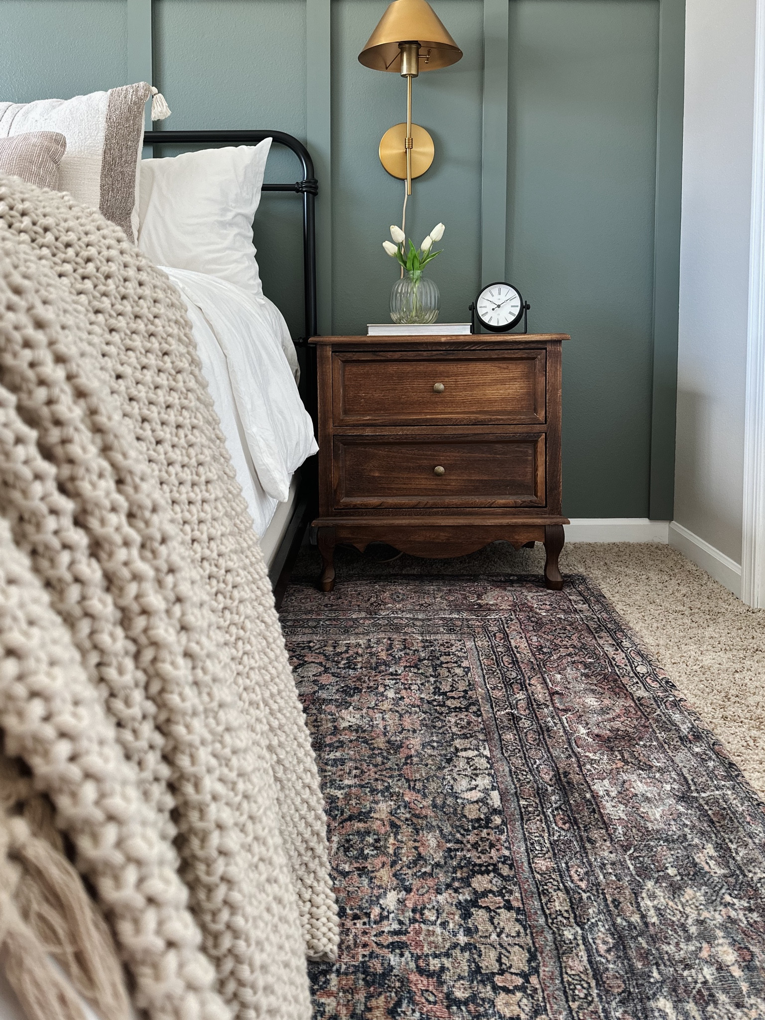 These new walnut nightstands are a showstopper in our guest bedroom 😍

Guest bedroom decor. Neutral bedroom. SW retreat board and batten. Casaluna throw. Target decor. Studio McGee target. Neutral bedding. Black metal bed frame. Scalloped lighting. Brass sconce. Woven shades.

#LTKStyleTip #LTKHome #LTKSeasonal