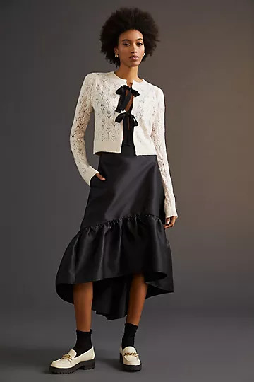 Maeve Bow-Tie Pointelle Cashmere Cardigan | Anthropologie (US)