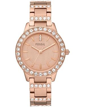 Fossil Jesse Women's Watch with Crystal Accents and Self-Adjustable Stainless Steel Bracelet Band | Amazon (US)