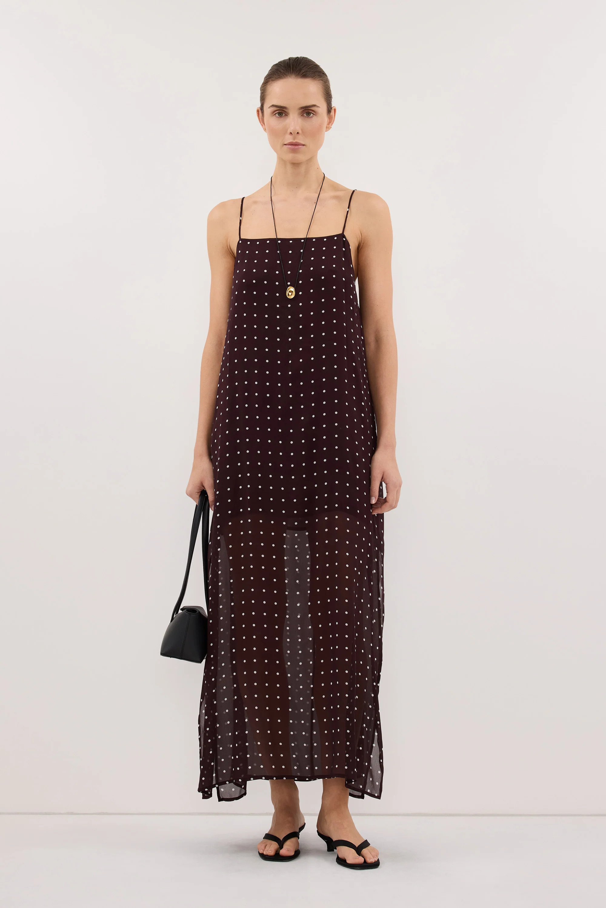 VANESSA BITTER CHOC SLEEVELESS MIDI DRESS | DISSH