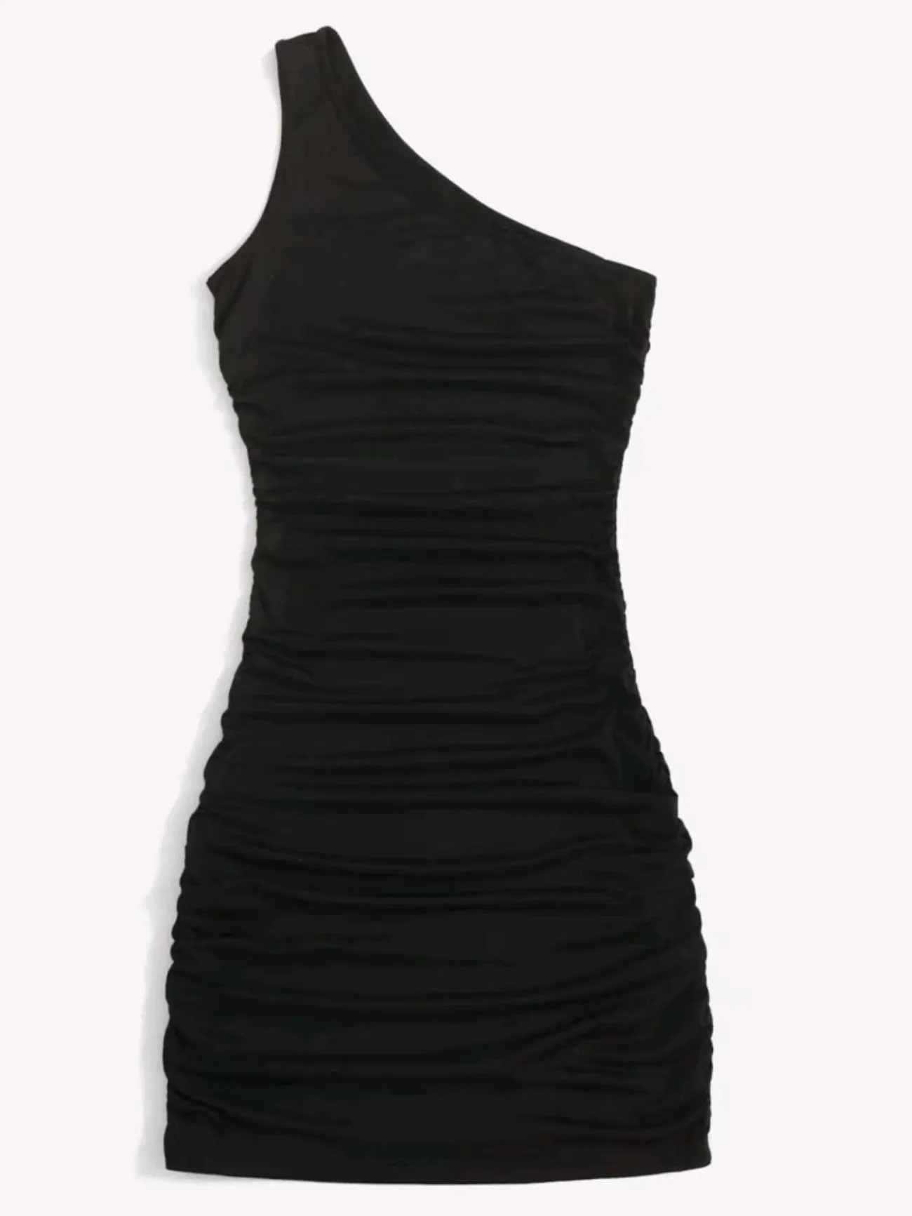 Y2K Solid One Shoulder Dress, Sexy Bodycon Ruched Sleeveless Dress, Women's Clothing | Temu Affiliate Program