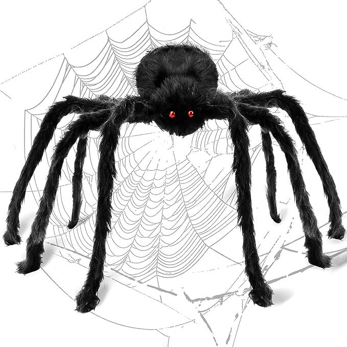 Innens Halloween Decorations,35inch Scary Giant Halloween Spider Fake Large Spider Hairy Props Re... | Amazon (US)