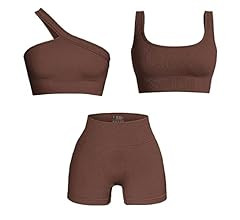 Workout Sets for Women 2 Piece Seamless Sexy One Shoulder Sport Bra High Waist Shorts GMY Yoga Tw... | Amazon (US)