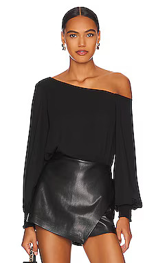 krisa One Shoulder Blouse in Black from Revolve.com | Revolve Clothing (Global)