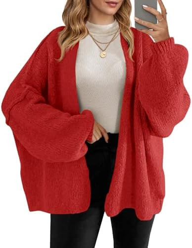 Saodimallsu Womens Oversized Cardigan Sweaters Open Front Chunky Knit Casual Long Lantern Sleeve ... | Amazon (US)
