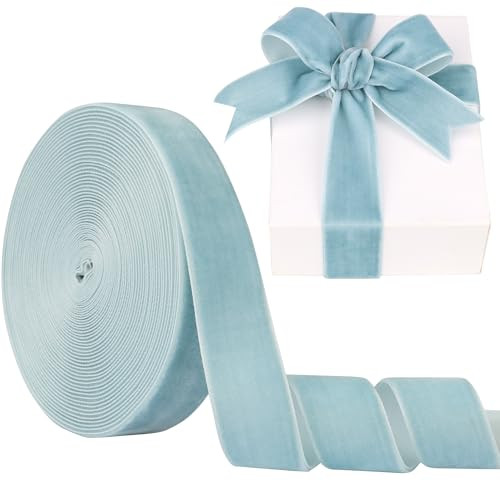 1 Inch Velvet Ribbon 10 Yards LVYOUIF Single-Sided Velvet Ribbon Trim Perfect for Christmas Trees Gift Wrapping Bouquets Wedding Decor and DIY Crafts Light Blue-078 | Amazon (US)