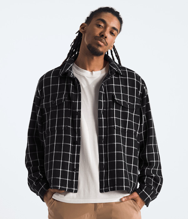 The North Face Men’s Valley Twill Utility Shacket Jacket (Size: XXL): Black Grid | The North Face (US)