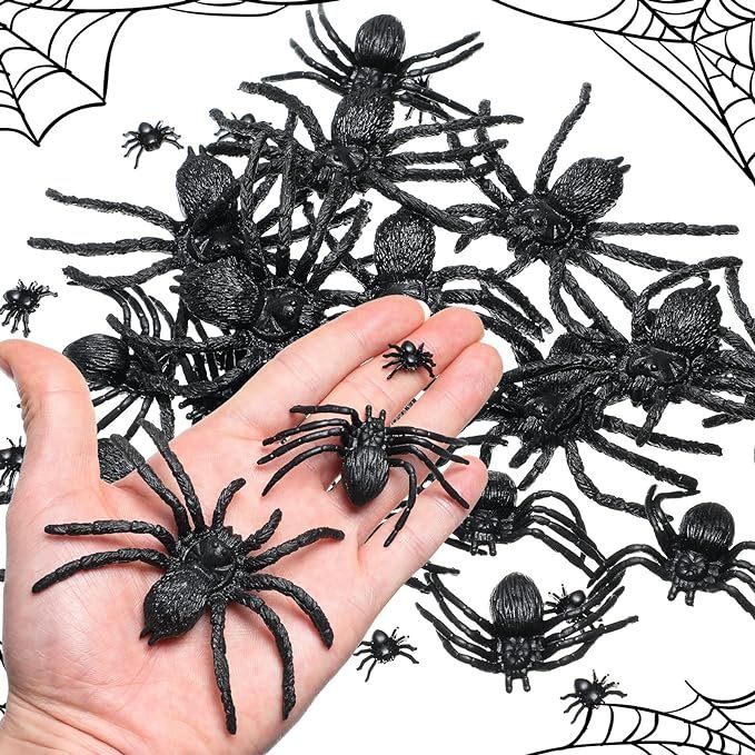 30 Pieces Realistic Plastic Spider Toys Plastic Halloween Spider Large Fake Spider Black Scary Sp... | Amazon (US)