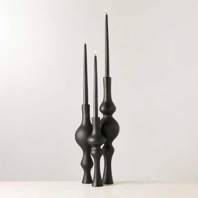 Desenhos Black Cast Aluminum Taper Candle Holder | CB2