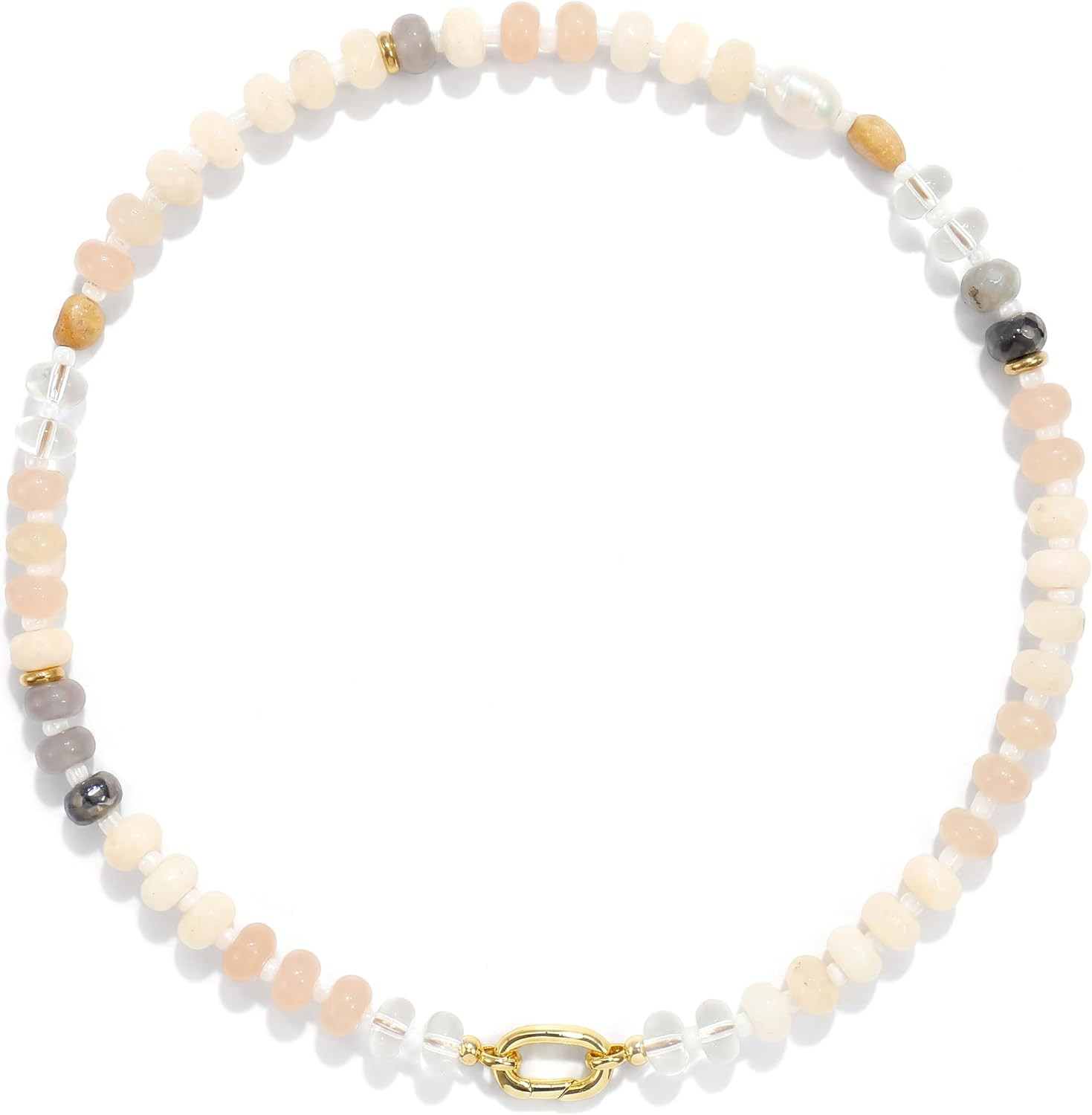 Beaded Natural Stone Necklaces for Women Choker Gemstone Bead Summer Beach Jewelry Necklace | Amazon (US)