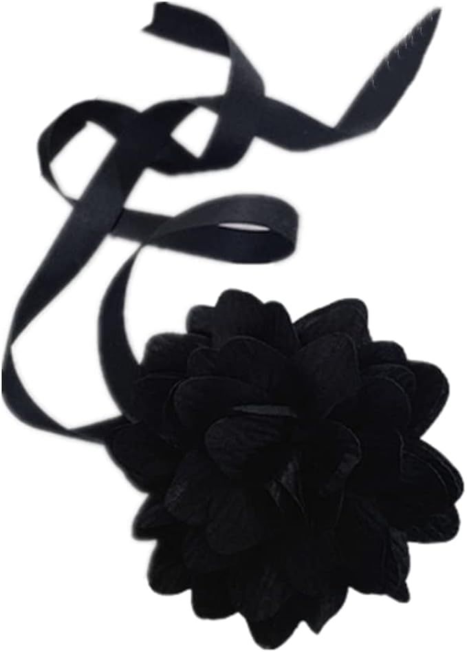 Hipi-shop Vintage black rose big flower neckband choker necklace jewelry clothing matching collar | Amazon (US)