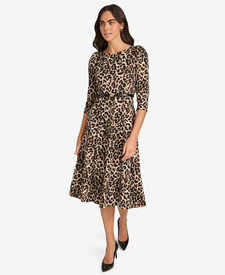 Calvin Klein Women's Belted Animal Midi Dress - Macy's | Macy's