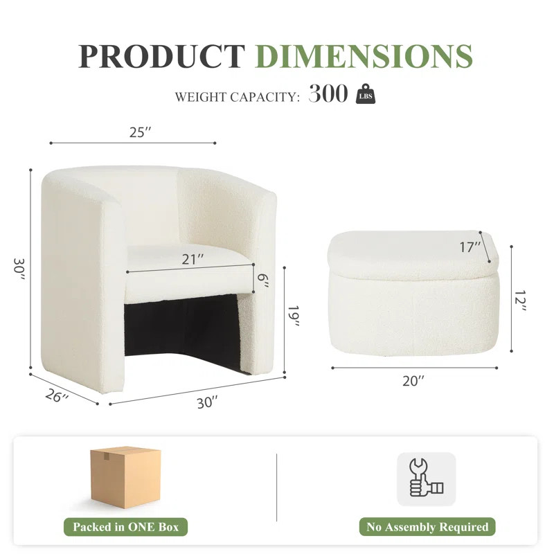 Braedin Upholstered Accent Chair & Storable Ottoman | Wayfair North America