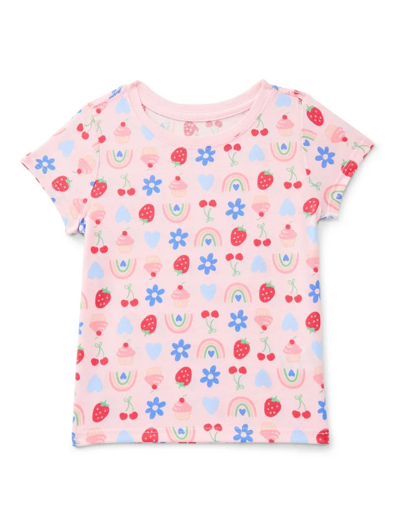 Wonder Nation Toddler Girls Tee with Short Sleeves, Sizes 18M-5T | Walmart (US)