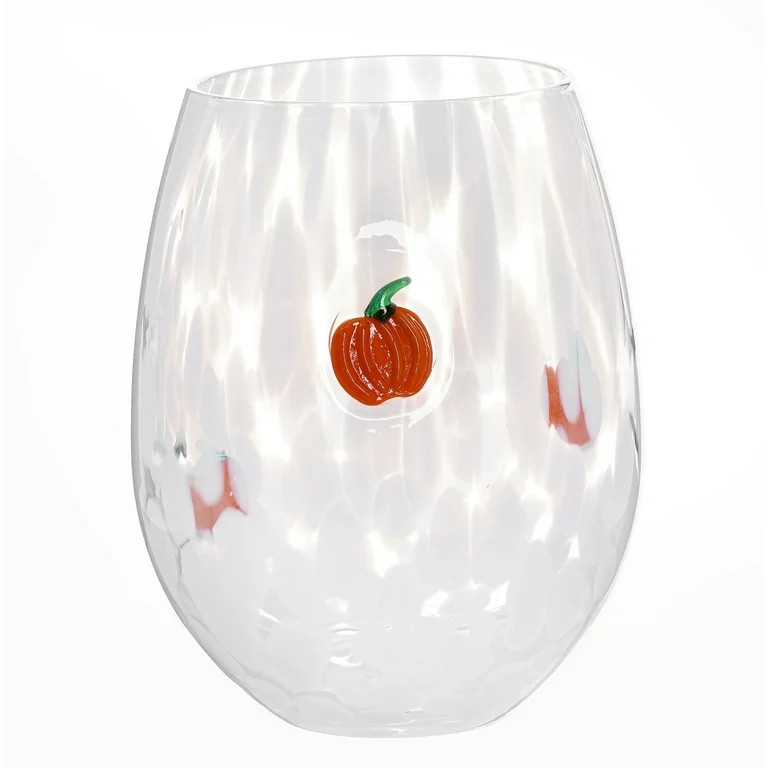 Way to Celebrate Halloween Stemless Wine Glass Pumpkin Tie Dye | Walmart (US)