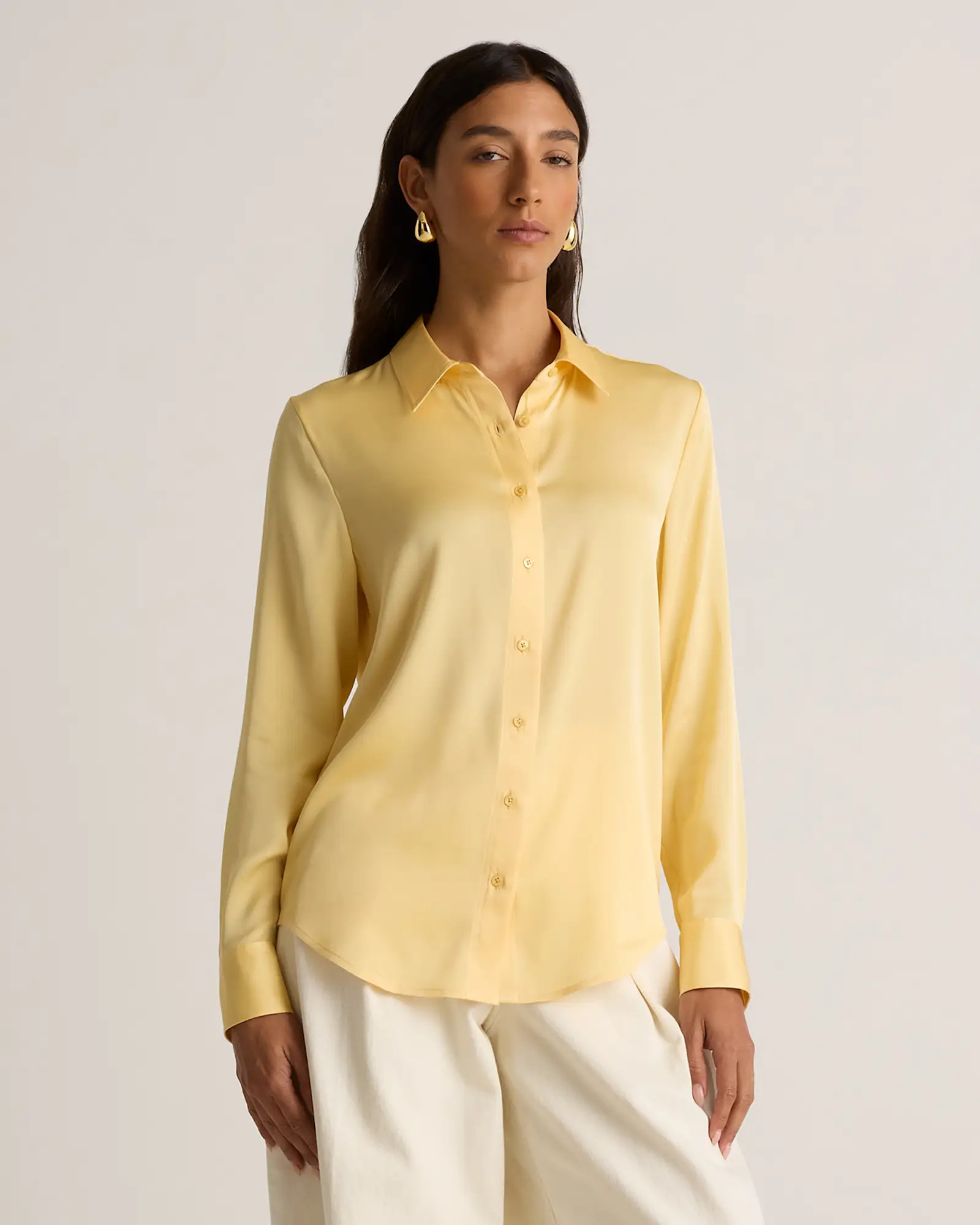 Washable Stretch Silk Blouse | Quince in Butter Yellow | Quince