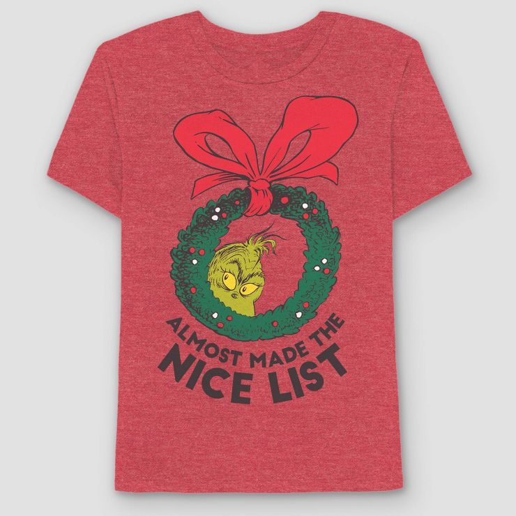 Men's The Grinch Short Sleeve Graphic T-Shirt - Heathered Red | Target