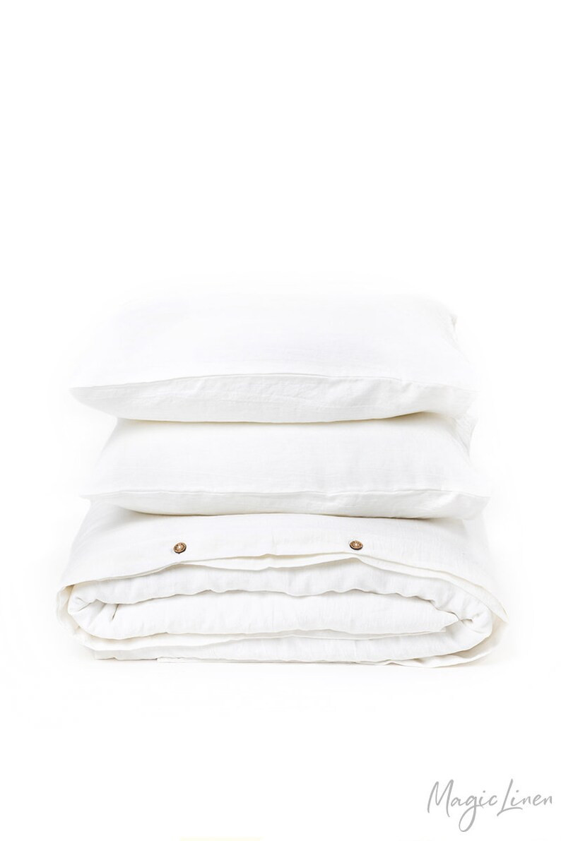 Linen bedding SET in White color. Linen duvet cover set  2 | Etsy | Etsy (US)