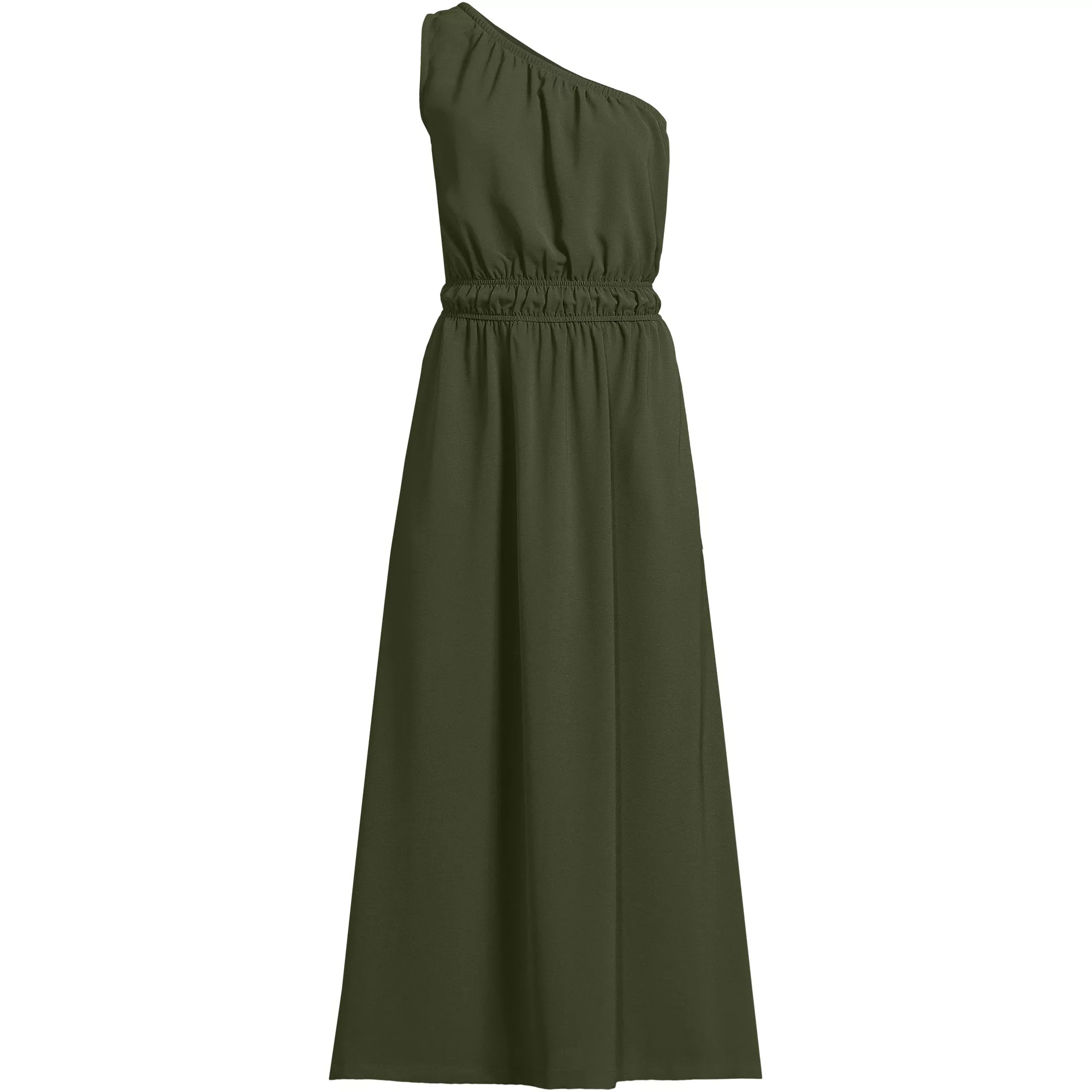 Women's Creaseless One Shoulder Midi Dress | Lands' End (US)