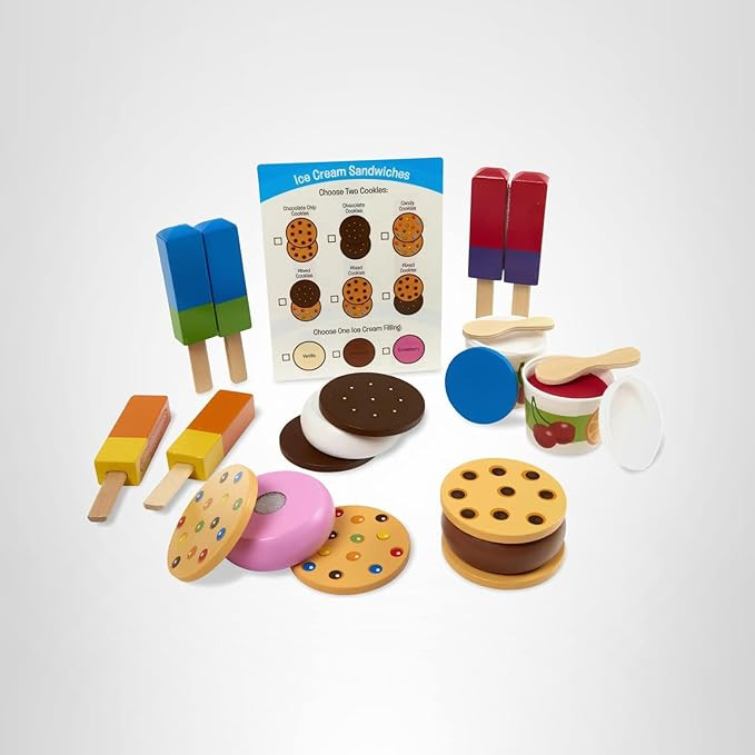 Melissa & Doug Wooden Frozen Treats Ice Cream Play Set (24 pcs) - Play Food and Accessories Food ... | Amazon (US)